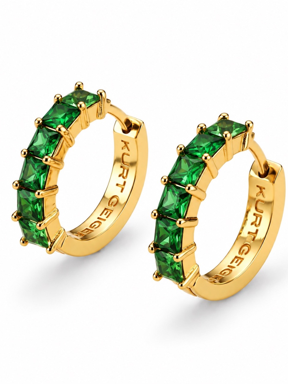 Kurt Geiger CRYSTAL HUGGIE EARRINGS in Green